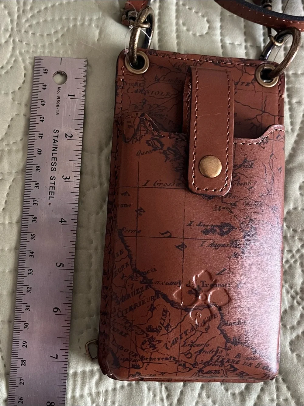 Patricia Nash Leather Crossbody Phone Pouch - Brown
